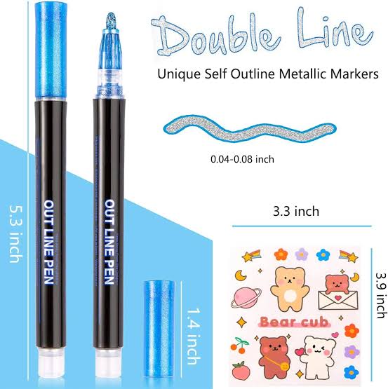 12 Colour Outline Markers Set |Magic Contour Pens for Drawing, Sketching & Hand Lettering | Creative Art Pens for School Projects, Scrapbooking, Journaling & DIY Craft Design Royal Stationery Mart