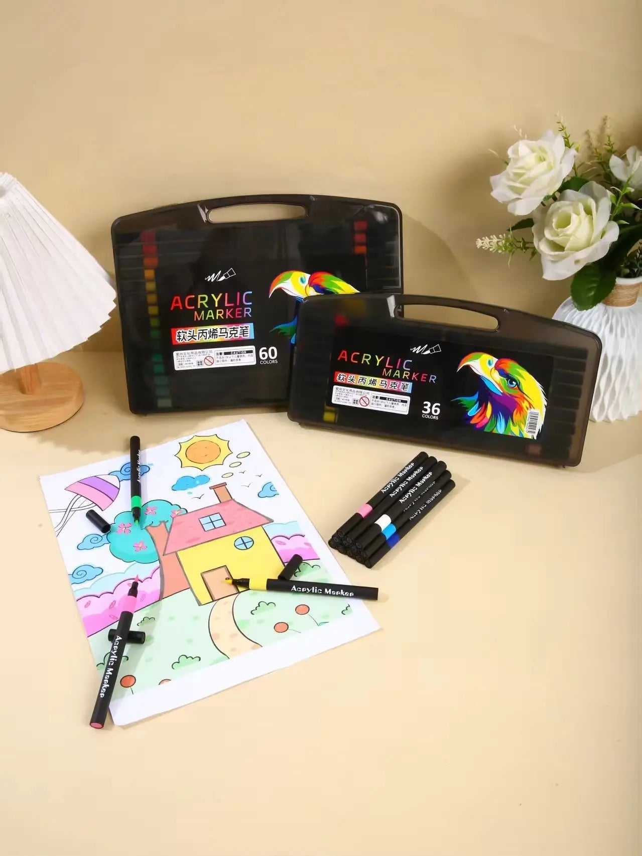 Acrylic Paint Markers Set 12 to 120 Colours | Waterproof Quick Dry Acrylic Pens for Rock Painting, Canvas, Wood, Glass, Ceramic & DIY Crafts Royal Stationery Mart