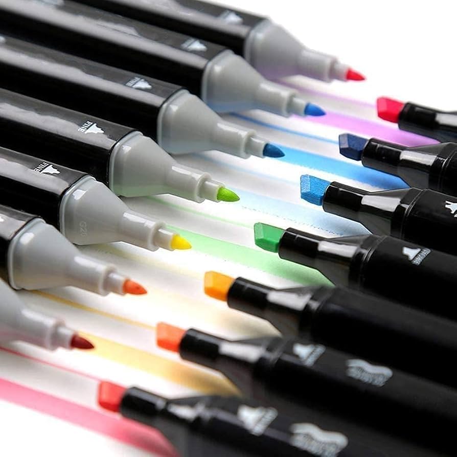 120 Colours Dual Tip Sketch Markers | Fine + Chisel Tip Dual Sided Pens Royal Stationery Mart