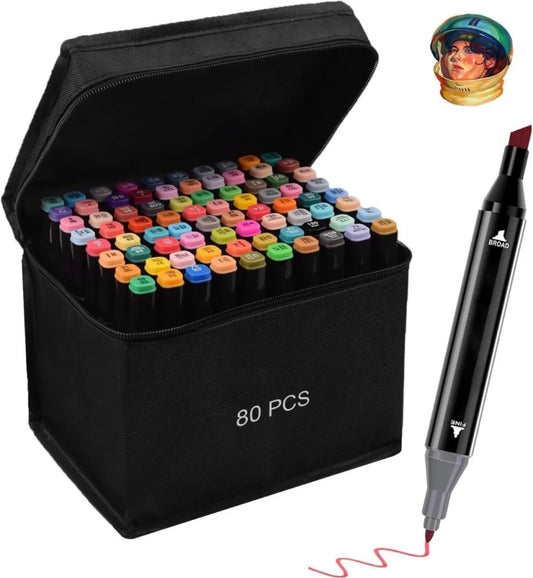 Dual Tip Sketch Markers Set | Alcohol-Based Markers | Fine + Broad Tip | Double Head Art Pens for Kids & Adults Coloring Royal Stationery Mart