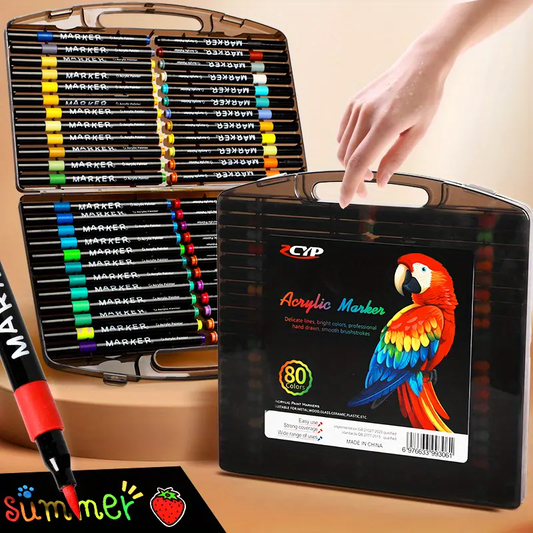 Acrylic Markers 80 Colours Set | Premium Brush Tip Markers For Artists