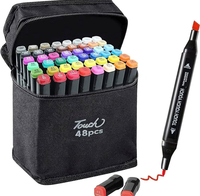 Dual Tip Sketch Markers Set | Alcohol-Based Markers | Fine + Broad Tip | Double Head Art Pens for Kids & Adults Coloring Royal Stationery Mart