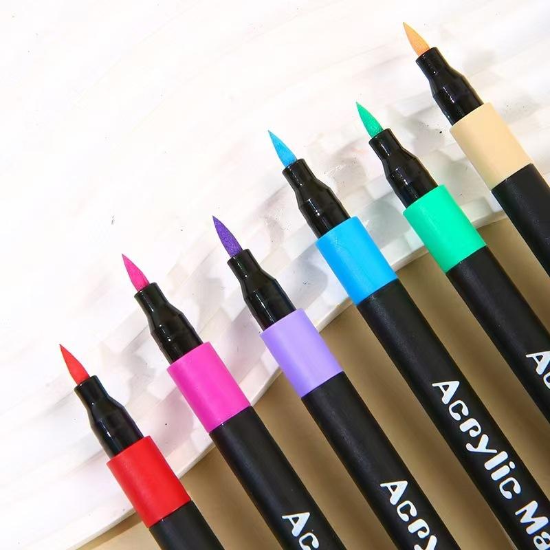 24 Colour Acrylic Paint Markers Set | Single Tip Waterproof Quick Dry Acrylic Pens for Canvas, Rock Painting, Wood, Glass, Ceramic & DIY Crafts