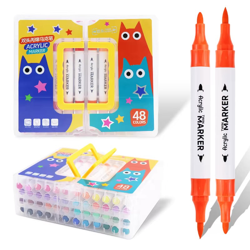 Dual Tip Acrylic Markers | Fine + Brush Tip Markers For Beginners And Artists