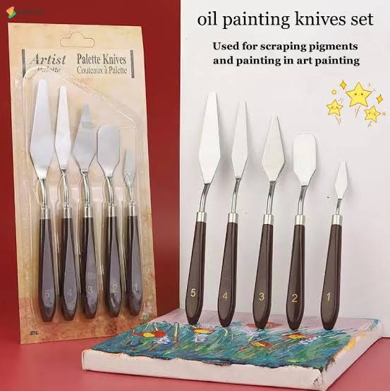 5 Piece Palette Knife Set for Acrylic & Oil Painting | Stainless Steel Painting Spatula with Wooden Handles for Canvas, Texture Art, Mixing Colors & Professional Artists Royal Stationery Mart