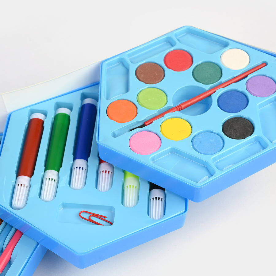 46 Pieces Kids Colouring Kit | Foldable Step Style Colouring Set For Boys And Girls