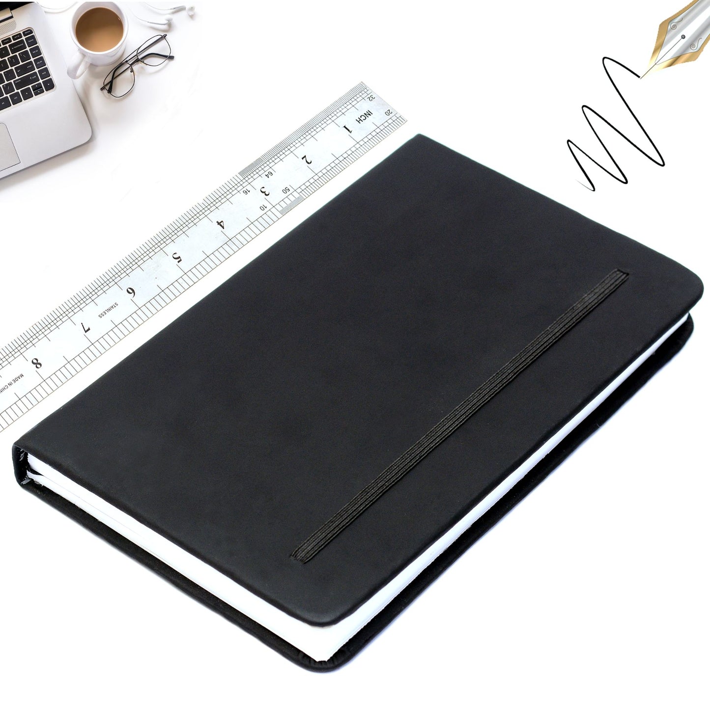 Premium Quality A5 Size Notebook | Matte Black Hardcover Notebook Royal Stationery Mart
