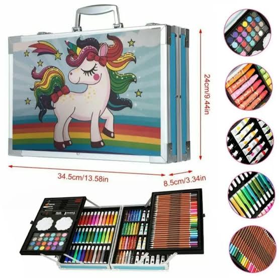 145 Pieces Suitcase Style Colouring Kit for Kids & Artists | Complete Art Set with Crayons, Markers, Colour Pencils, Watercolours & Drawing Accessories