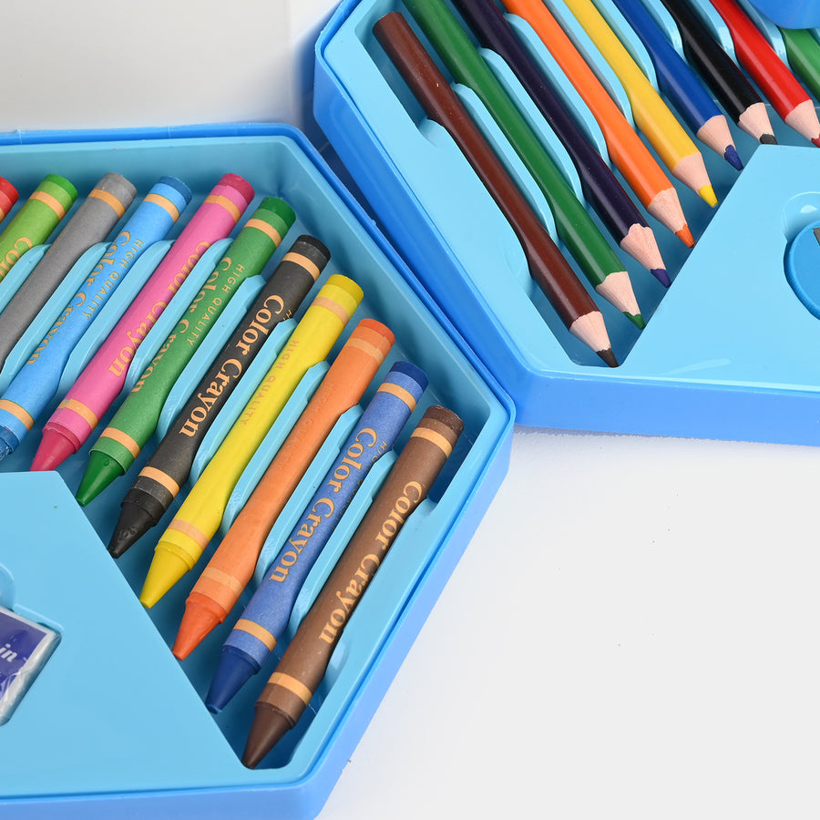 46 Pieces Kids Colouring Kit | Foldable Step Style Colouring Set For Boys And Girls
